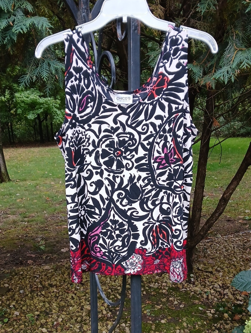 Chico's Travelers Collection paisley tank top Sz 2 (12) L